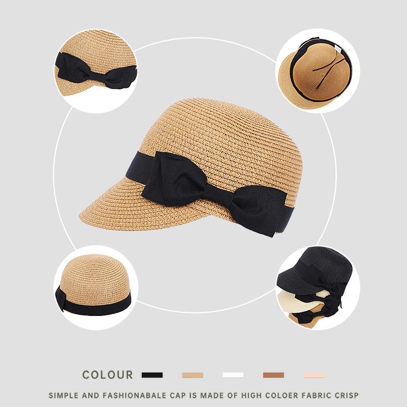 Women's Japanese-Style Casual Straw Fedora with Bowknot—Ideal for Sunshade and Beach Outings.