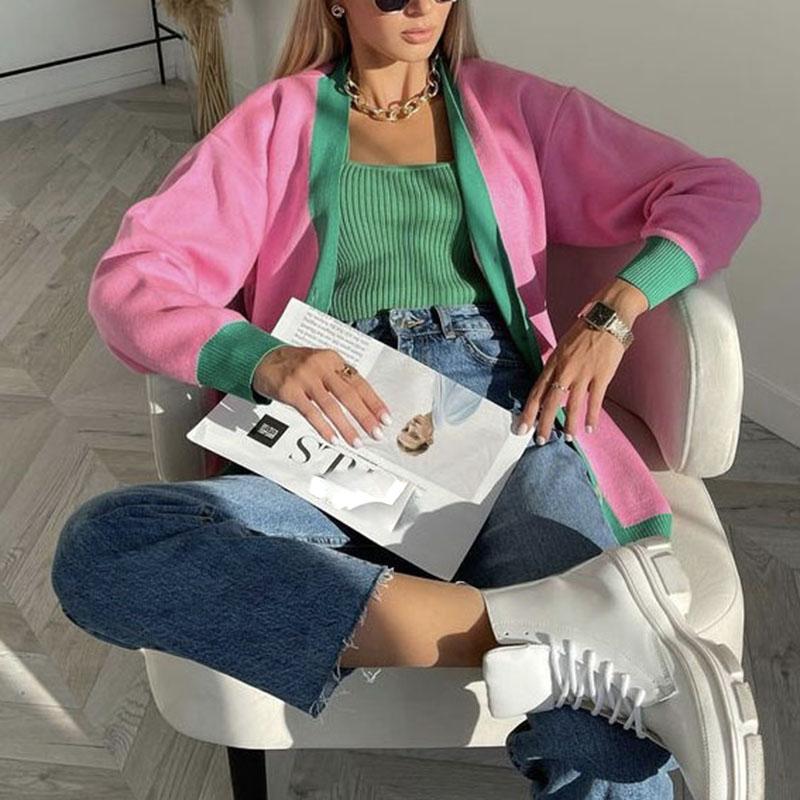 Hirsionsan Vår Høst Patchwork Strikkede Cardigans Kvinner Nye Single Breasted Vintage Korean Gensere Dame Trendy Yttertøy Klær