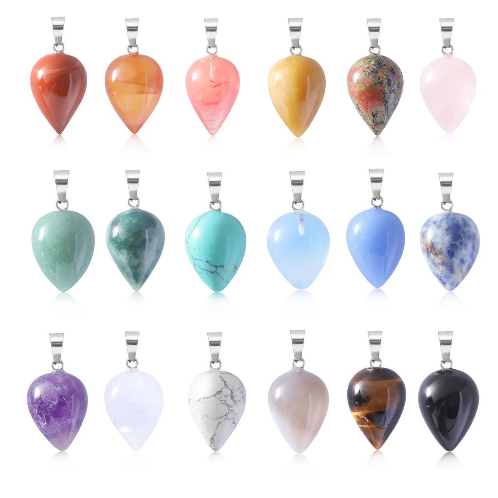 Natural Semi-Precious Gemstone Water Tears Drop Shape Pendant Healing Drop Pendant Charm Stone Necklace Pendant Jewelry