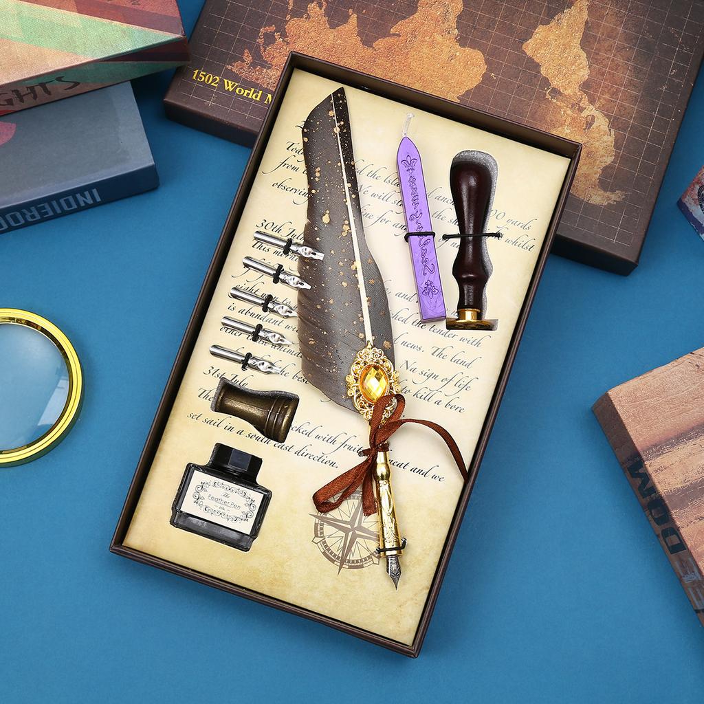 Feather Pen Gift Box, Student Dipped Pen, Student Graduation Season Gift Set Pen