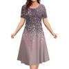Fashionable and elegant women's dress short sleeved O-neck casual vacation party dress 3D printed A-line dress
