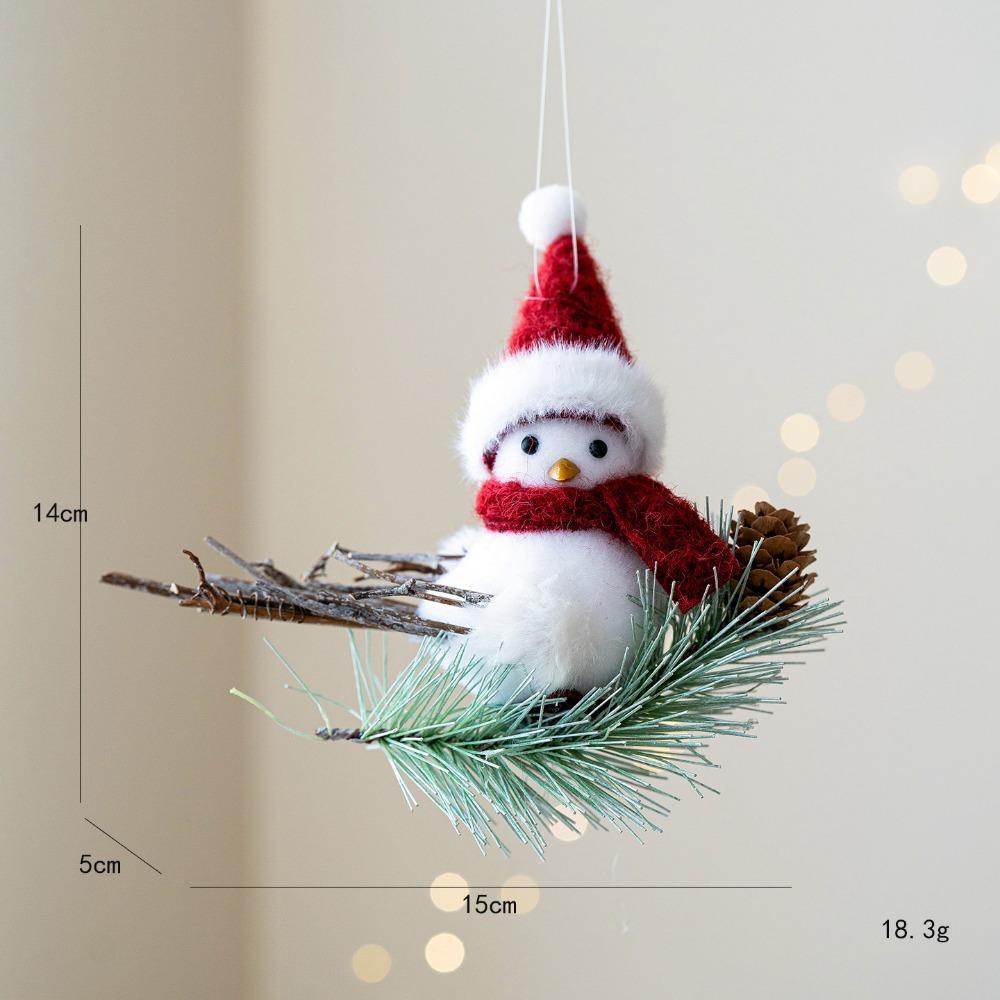 

Foam Simulated Foam Bird Cloth Plush Christmas Tree Decoration Lightweight Red White Hanging Bird Christmas Decoration