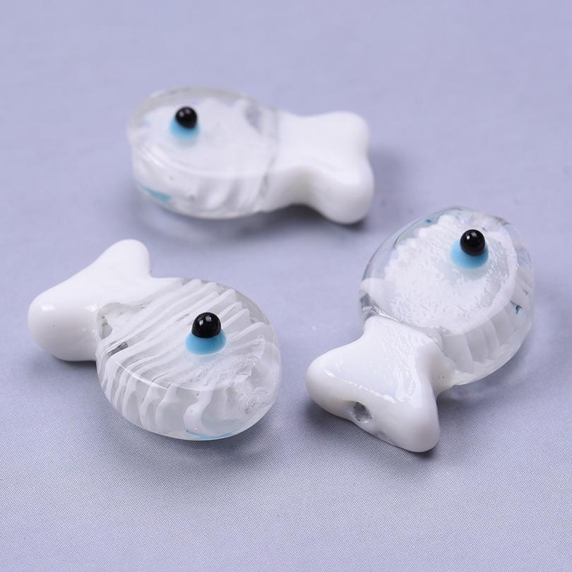 12pcs/Lot Mixed Patterned Stripe Fish Beads For Jewelry Making Supplies Cute Animal Glass Spacer Bead Handmade Bracelets Anklets
