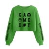 Women's Fashion Retro Printed Camedy Navel-baring Long-sleeved Pullover Sweatshirt