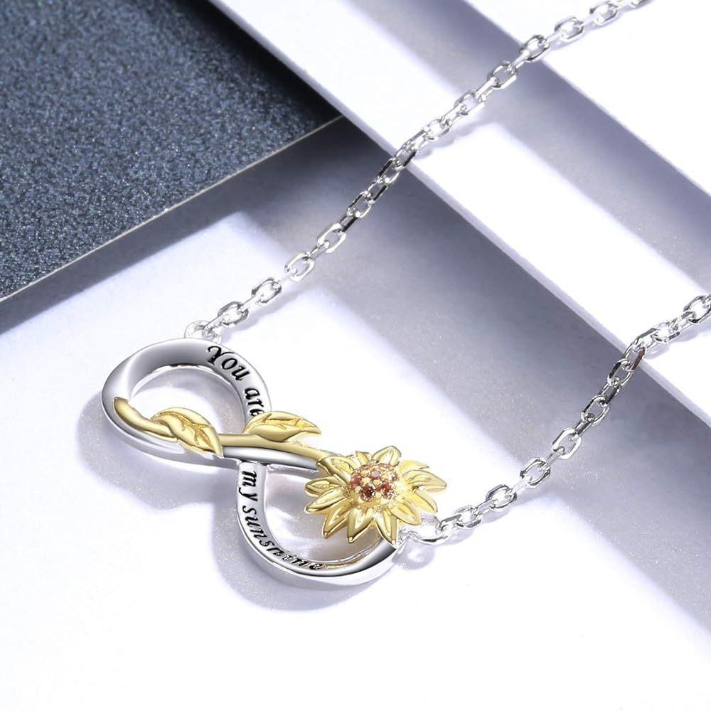 S925 Sterling Silver Necklace Female European and American Personality Unlimited Love Sunflower 8 Character Sunflower Clavicle Chain