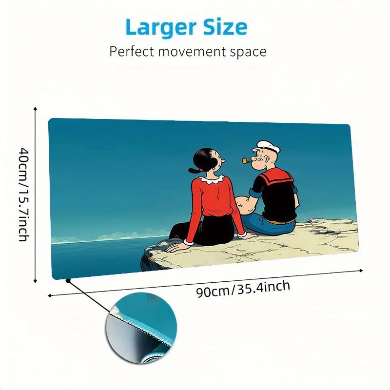 Popeye the Sailor Print  Cushion Non-slip Laptop Tablet Big Mousepad XXL Mat Mini PC Playmat With Lock Edge