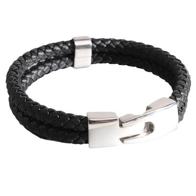 Einfaches All-Match-Doppelschicht-Leder-Seilhakenarmband für Herren, neues personalisiertes Edelstahlarmband für Damen