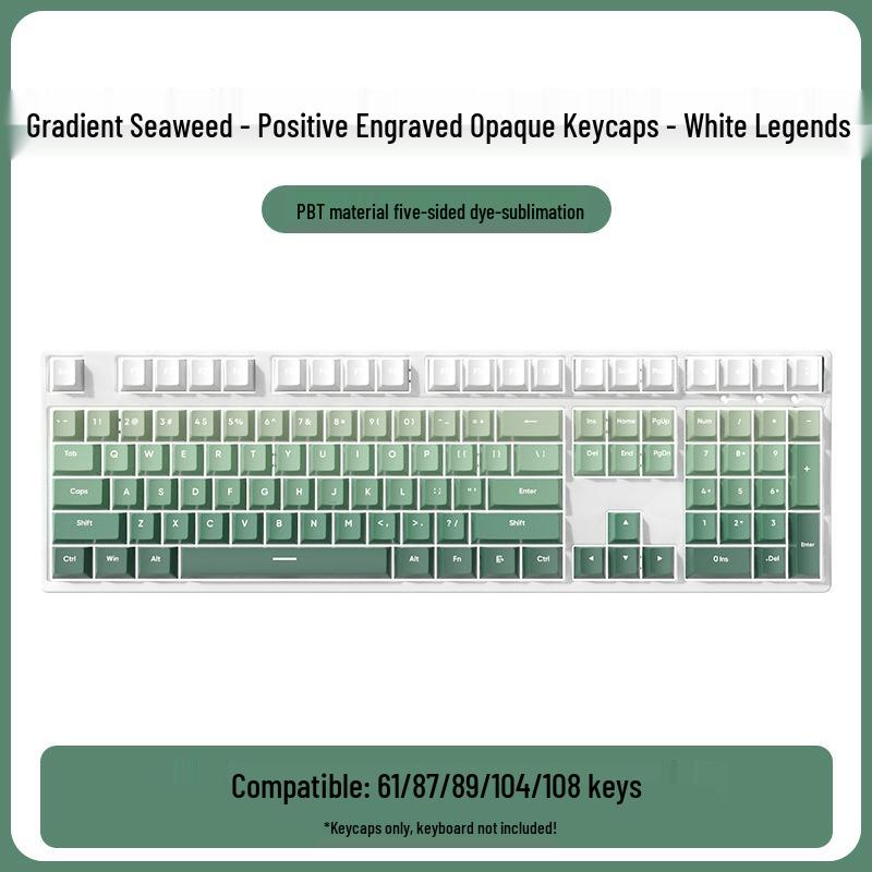 

Yin Ren Original Seagrass Keycaps: PBT Translucent, Engraved, Dye-Sublimated Gradient Colors, Personalized Design.
