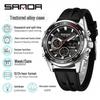 Sanda Men's Waterproof Dual Display Multi-Function Watch with Timer, Snooze, and Night Light.
