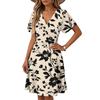 Women's Horn Sleeve Short Sleeve Casual Dress Plant Floral Print V-Neck Dress