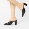 Allegra K Women's Chunky Heel Sandals with Closed Front and Pointed Toe, Black, Size 26.0 Cm