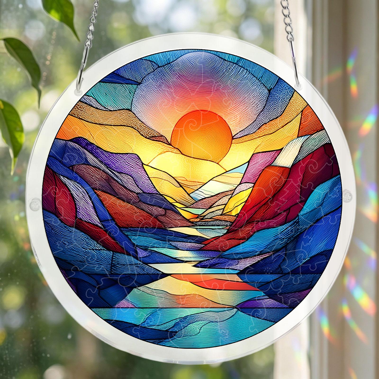 

Acrylic Puzzle Can Be Hung Doors, Gardens, Indoor And Outdoor Decoration.Acrylic Puzzles Suncatcher Window Hanging One Size червоний