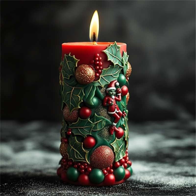 Christmas Cylinder Candle Mold Food Grade Silicone Mold For Epoxy Resin Candle Soap Making Baking Craft Project