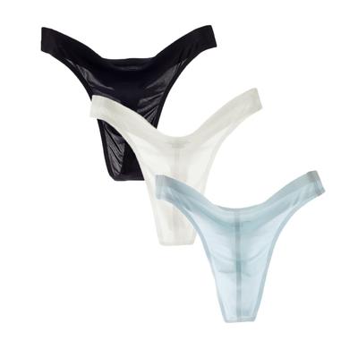 Exclusive Sexy Thin Pants Bikini Briefs Low Rise Underwear Breathable Inner Shorts Light Blue [Jutazon] [Amazon Brand] Men's T-back (Black + + White,
