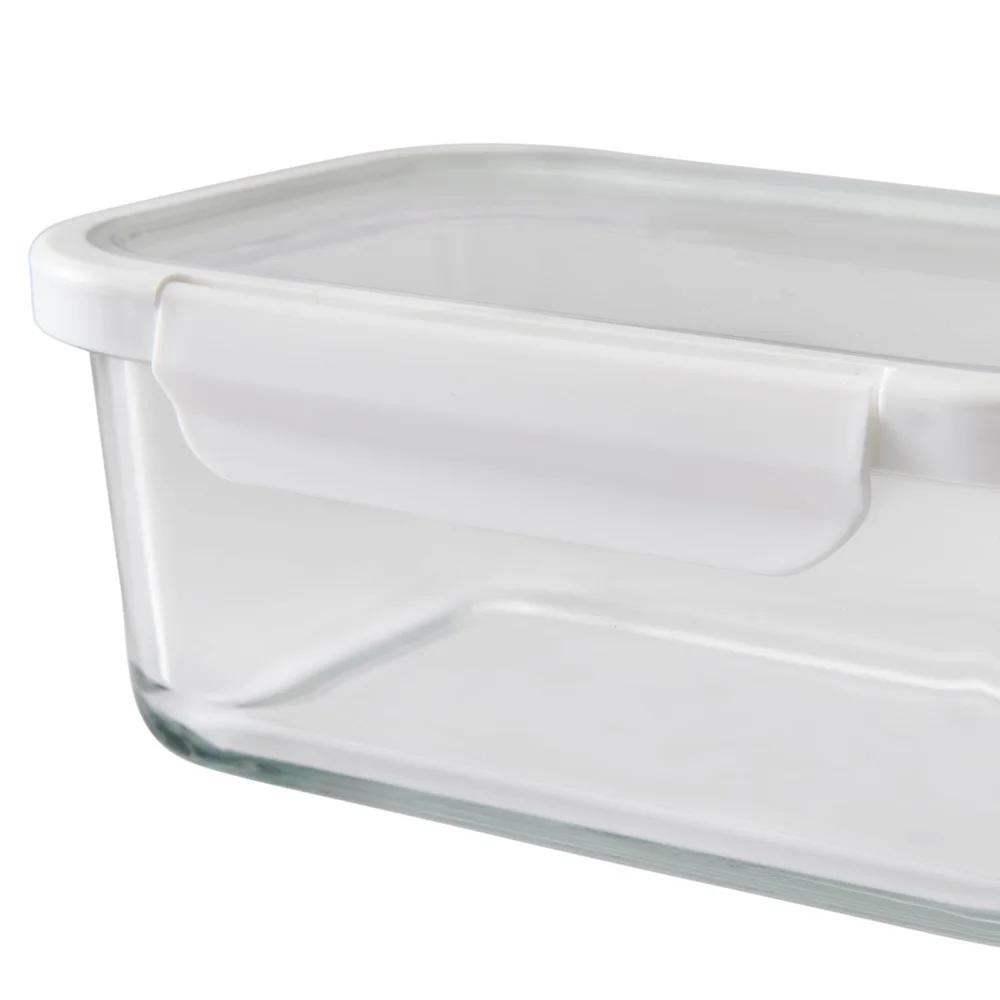 4PC Rectangle Glass Food Storage Containers Airtight Tritan Lid Microwave Freezer Dishwasher Safe Stackable BPA Free