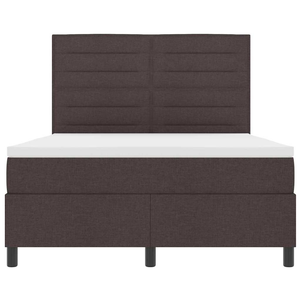 Box Spring Bed with Mattress Dark Brown 140 X 200 Cm Fabric
