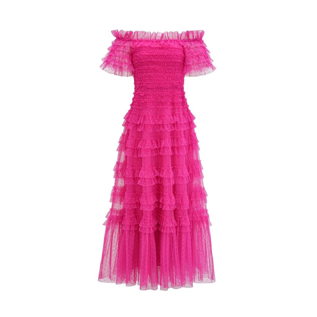 Nowa sukienka talia i cienka duża spódnica średniej długości spódnica temperament jednolita sukienka