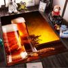 Beer Glasses with Wheat Design on Rustic Table Background and Warm Glow Style Suitable for use as an anti-slip1 for1room and bedroom sofas