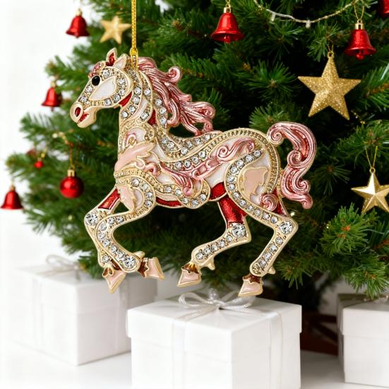 Horse Christmas Ornaments Sparkly Rhinestone Horse Hanging Decoration