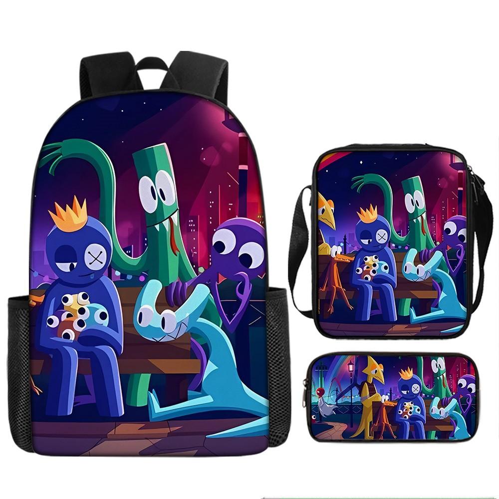 Large Capacity Schoolbag with Shoulder Strap; Student Three-piece Pencil Case Set