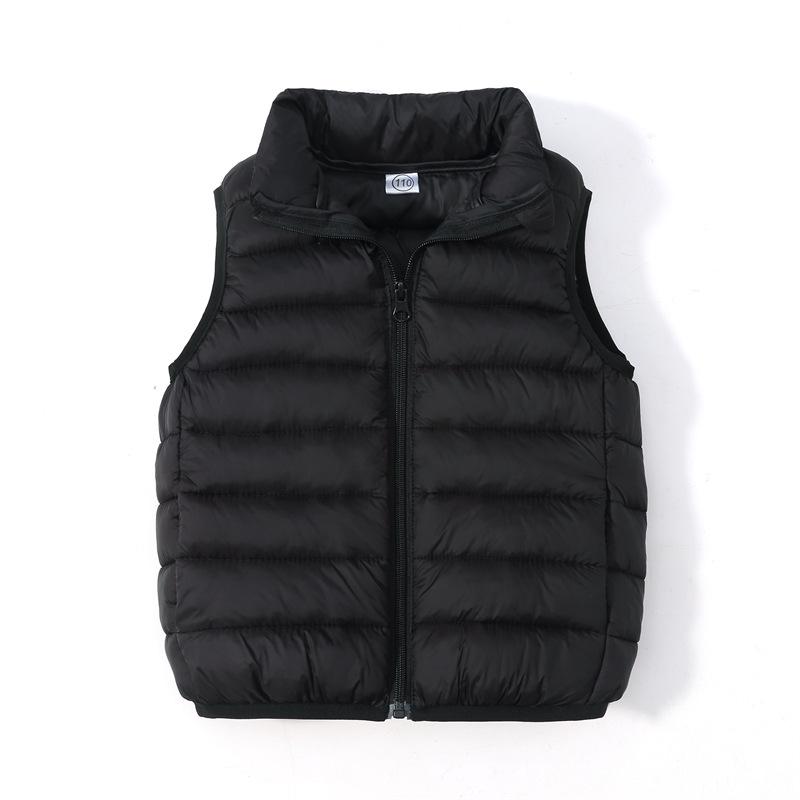 Children's Korean Style Lightweight Down Cotton Vest, 2025 Autumn/Winter Stand-up Collar Warm Gilet for Boys and Girls