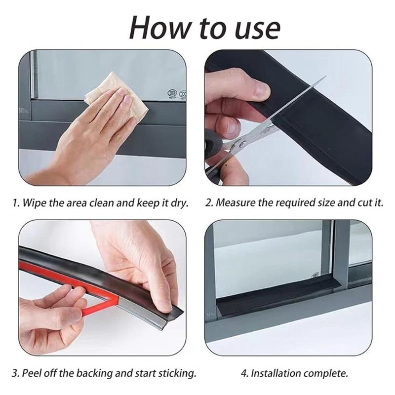 Window Water Blocking Strip Rainproof Barrier Self Adhesive Waterproof Seal Strip for Window Seams Anti-Drifting Rain Proof Sealant Strip