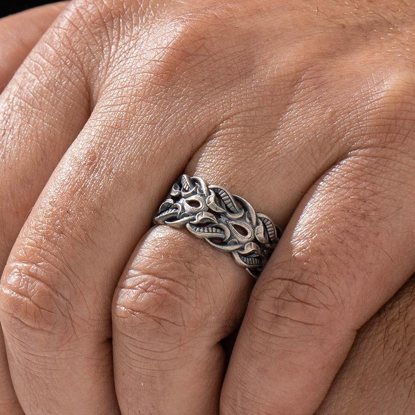 New Fashionable Punk High-End Ring with Tree Vine Wrap Design, Popular Men's Ring for Direct Sale