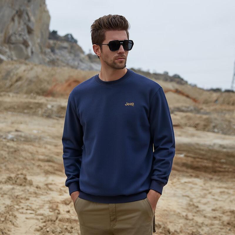 Jeep Men's Casual Loose Fit Crew Neck Sweatshirt