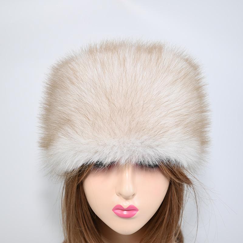 

Flat-top hat for autumn and winter, new cotton hat, warm Mongolian hat, makes the face look smaller, ear protection, Northeast-style plush bucket hat Average Size бежевий