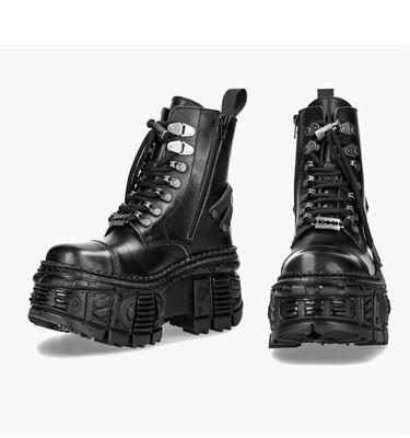 Botas de Plataforma Retro Españolas de Media Pantorrilla Estilo Punk Metal Oscuro para Hombres y Mujeres Moda Callejera por Debajo de la Rodilla Botas Populares