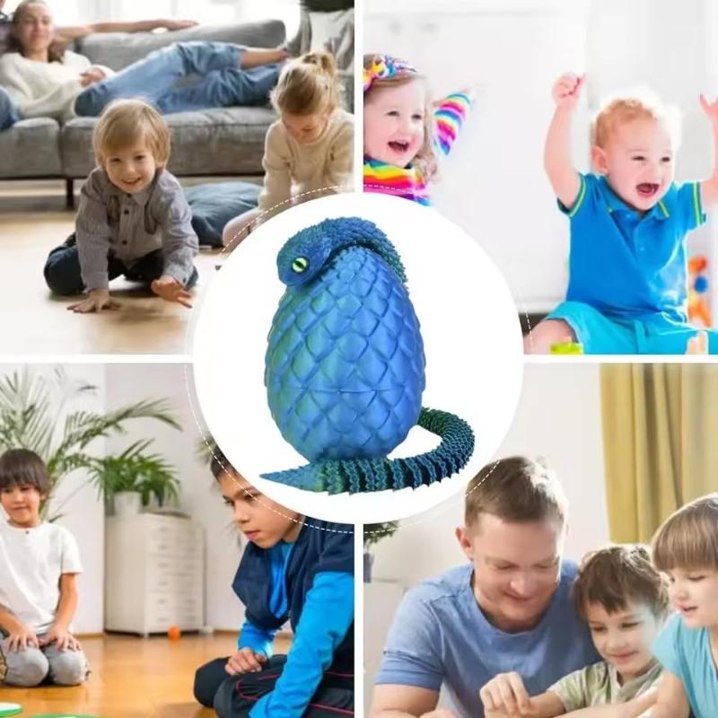 Creative 3D Printed Snake & Egg Set - Articulated Rotatable Figurine, Kid Toy Desktop Decoration 2025 Gift