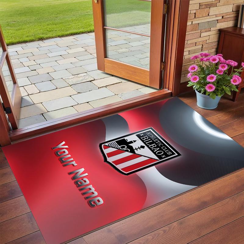 Crystal Velvet Rug Custom Name Text, Soft Non Slip Floor Mat Home DecorAthletic Bilbao FC