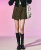 KOLEAT [Fleece-Lined Ver.] Functional Warm Cargo Elastic Waist Mini Skirt [Khaki]