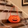 Halloween Gift Bag Pumpkin Candy for Kids, Small Trick or Treat Bucket, Reusable Soft Face Basket with Handle Party Decoration