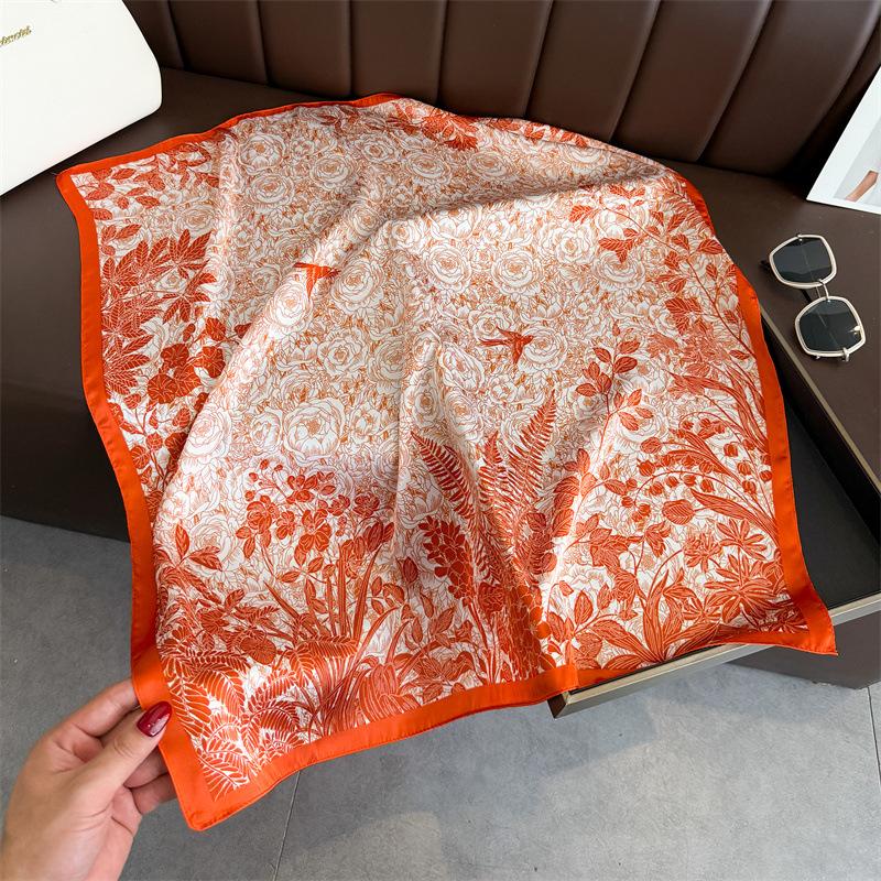 Luxury Designer Print Scarf Women Silk Scarves Square Bandana Hijab Wrap Neckerchief Shawl Kerchief Hair Band Foulard