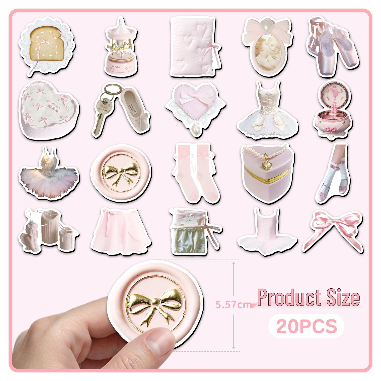 20-Piece Soft Pink Magnetic Ballet-Inspired Refrigerator and Car Stickers 5.5-8.5 cm