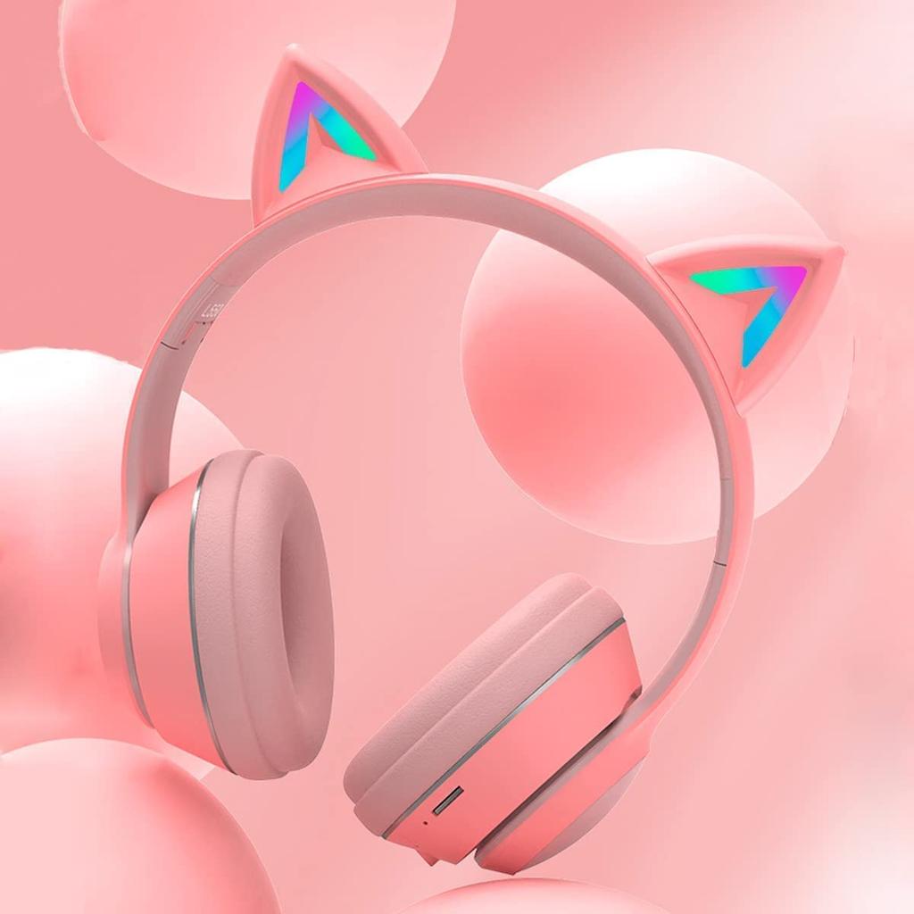 Bluetooth Earphones with Cat Ears for Featuring a LED Intelligent Noise and a Adjustable These Earphones Are Perfect for Both Kids and Perfect for