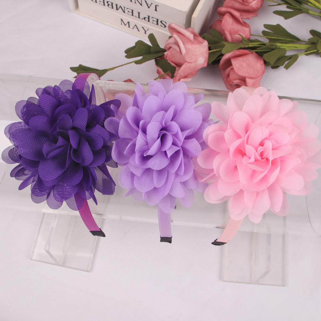 1PC Chiffon Flower Headbands Kids Girls Plastic Teeth Hairbands Floral Headband Children Girls Fashion Hair Aceessories