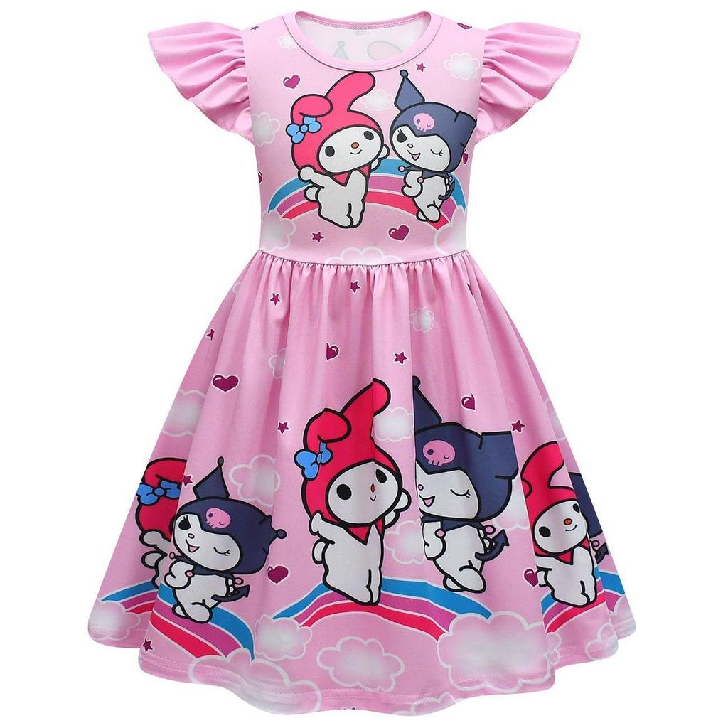 Summer Cartoon Sanrio Kuromi Kuromi Cute Princess Dress Digital 3D Printed Kids Dress Dress