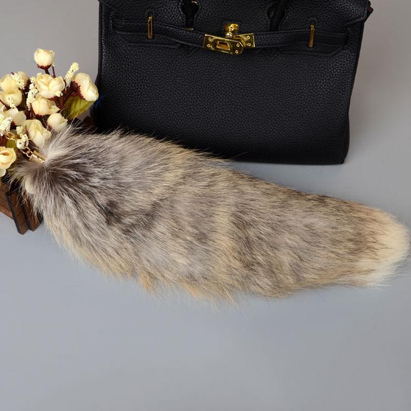 

40Cm Real Fox Fur Tail Large Long Natural Fur Tail Keychain Pendant Cosplay Tail Cute Wolf Fox Tail Fur Car Keychains For Women about 40cm