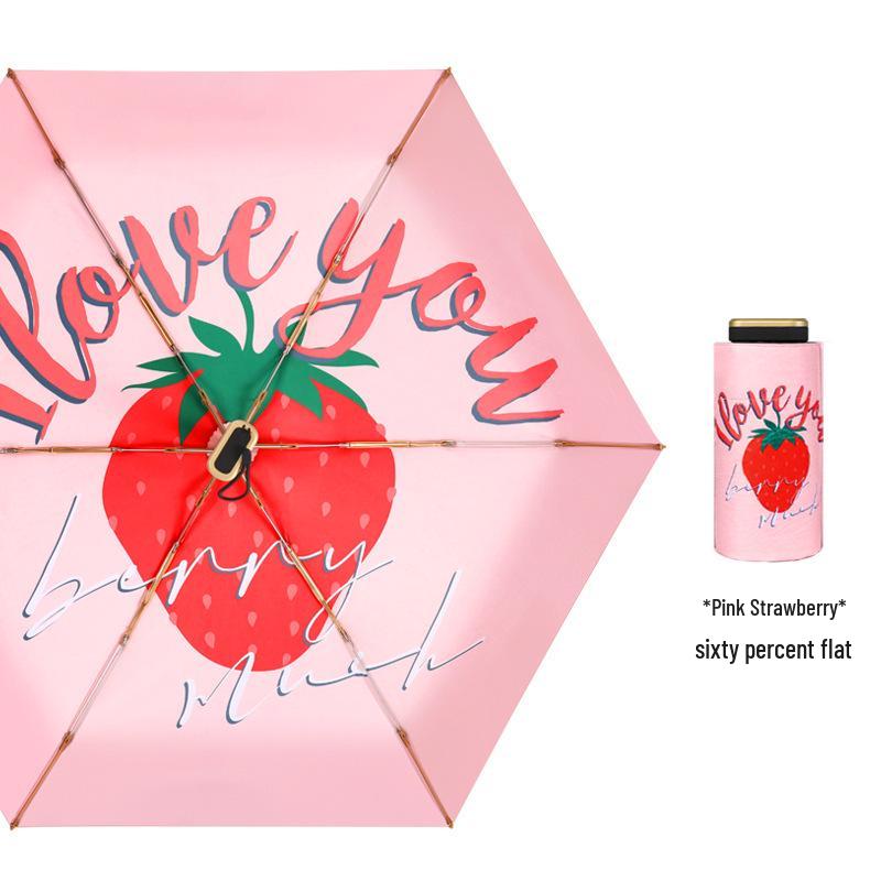 

Компактный солнцезащитный зонт-анти-УФ для женщин - Двойного назначения, от дождя или солнца, Мини шестисекционный, Карманного размера с фруктовым дизайном.