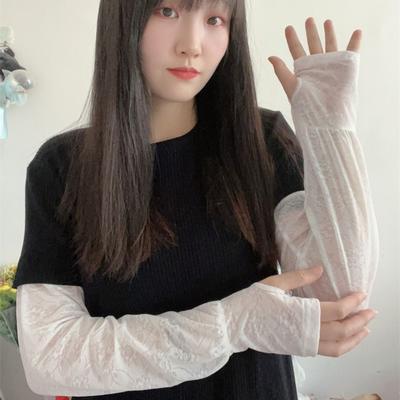 Anti-UV Lace Ice Silk Sleeves Flower Cycling Gloves Breathable Sunscreen Sleeve  Summer