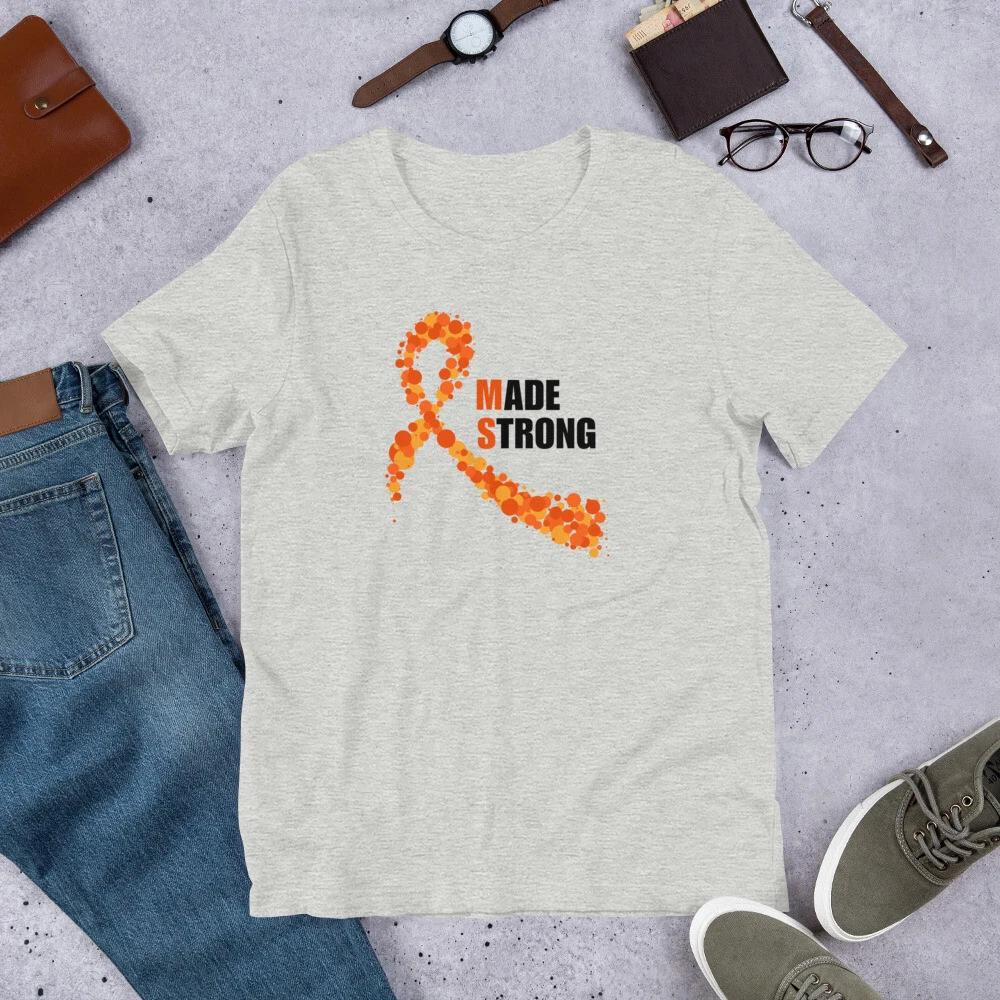 Made Strong - MS Awareness Tee with Orange Ribbon L