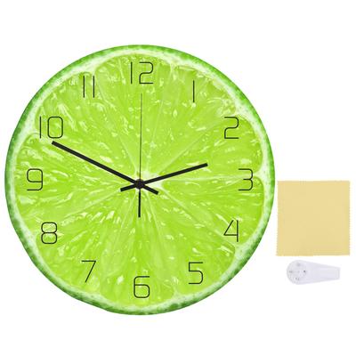 Cute Stylish Lime Fruit Pattern Acrylic Hanging Clock Wall Decor for Home Office Use