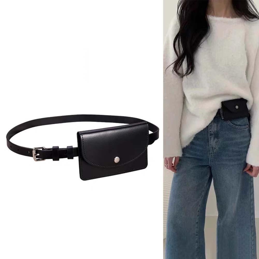 2 in 1 Waistband Waist Bag Detachable PU Leather Coin Purse Simple Waist Belt With Bag  Work