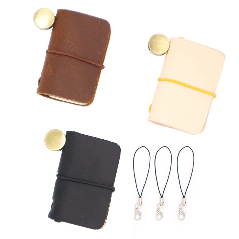 

Three Cute Diaries, Super Mini Traveler s Leather Notebook, Genuine Leather Planner, Handmade Leather Notepad, Decorative