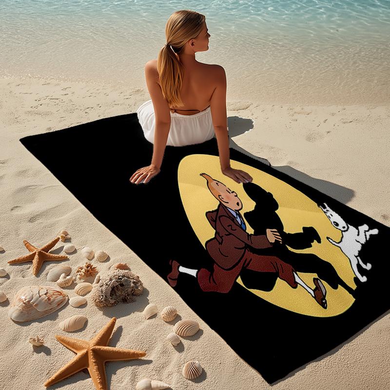 Beweis Strandtuch mit einem Muster von Die Abenteuer von Tim und Struppi1 - weich, saugfähig, schnell trocknend, maschinenwaschbar - perfekt für Schwimmen, Camping, Baden