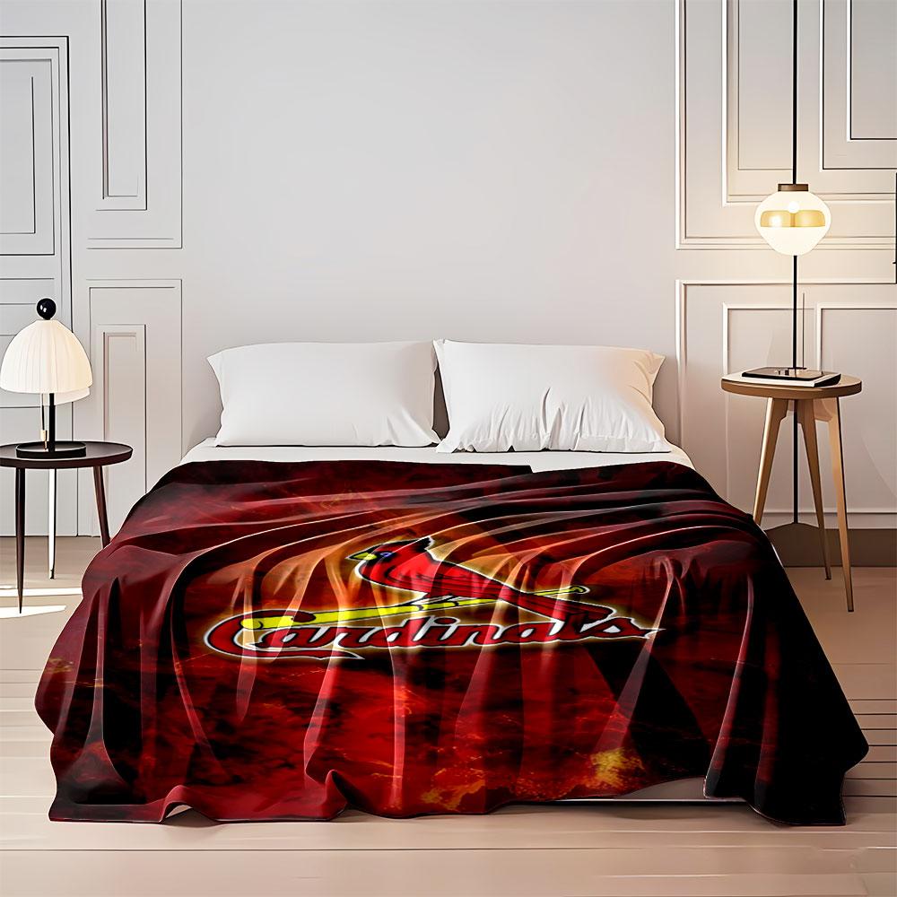 Red Cardinals Logo on Fiery Background print blanket soft and cozy perfect for the living room bed sofa or a nap,gift