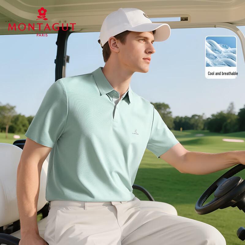 MONTAGUT Men's Summer Waffle Knit Polo Shirt