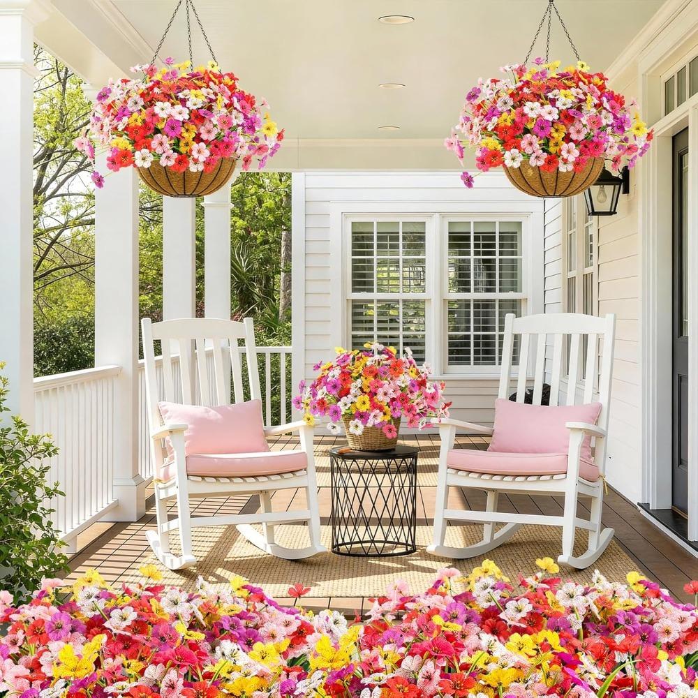 2/4Pcs 35cm Artificial Flowers for Outdoors UV Resistant Fake Flower Greenery Shrub Plant Home Garden Porch Patio Wedding Decor